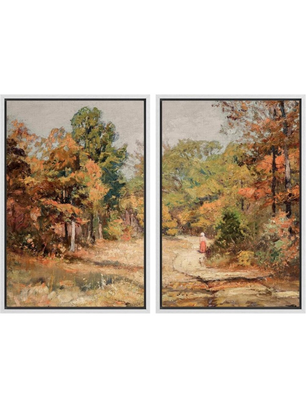 Autumn Forest Path Canvas Wall Art - Vibrant Fall Colors Landscape Decor 16"x24